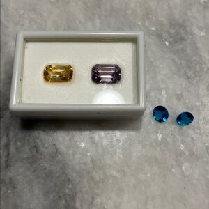 4.10 CT Citrine and 5.25 CT Amethyst Gemstones with Bonus - 2 Blue Topaz Gems
